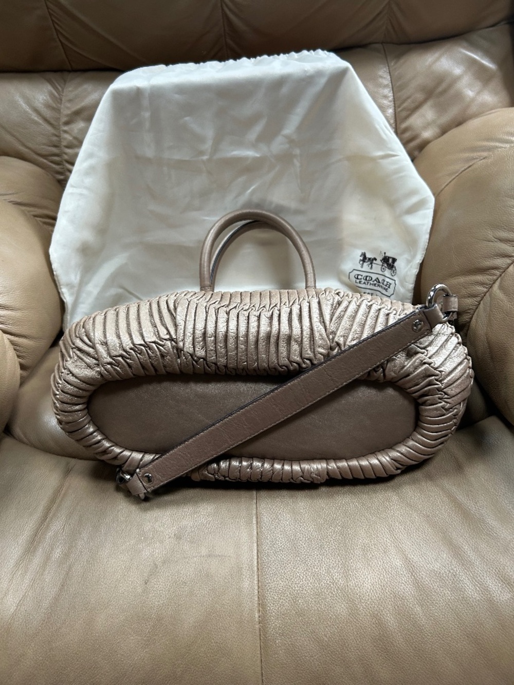Authentic Coach Ruched Leather dusty lavender Madison  Satchel - Picture 10 of 15